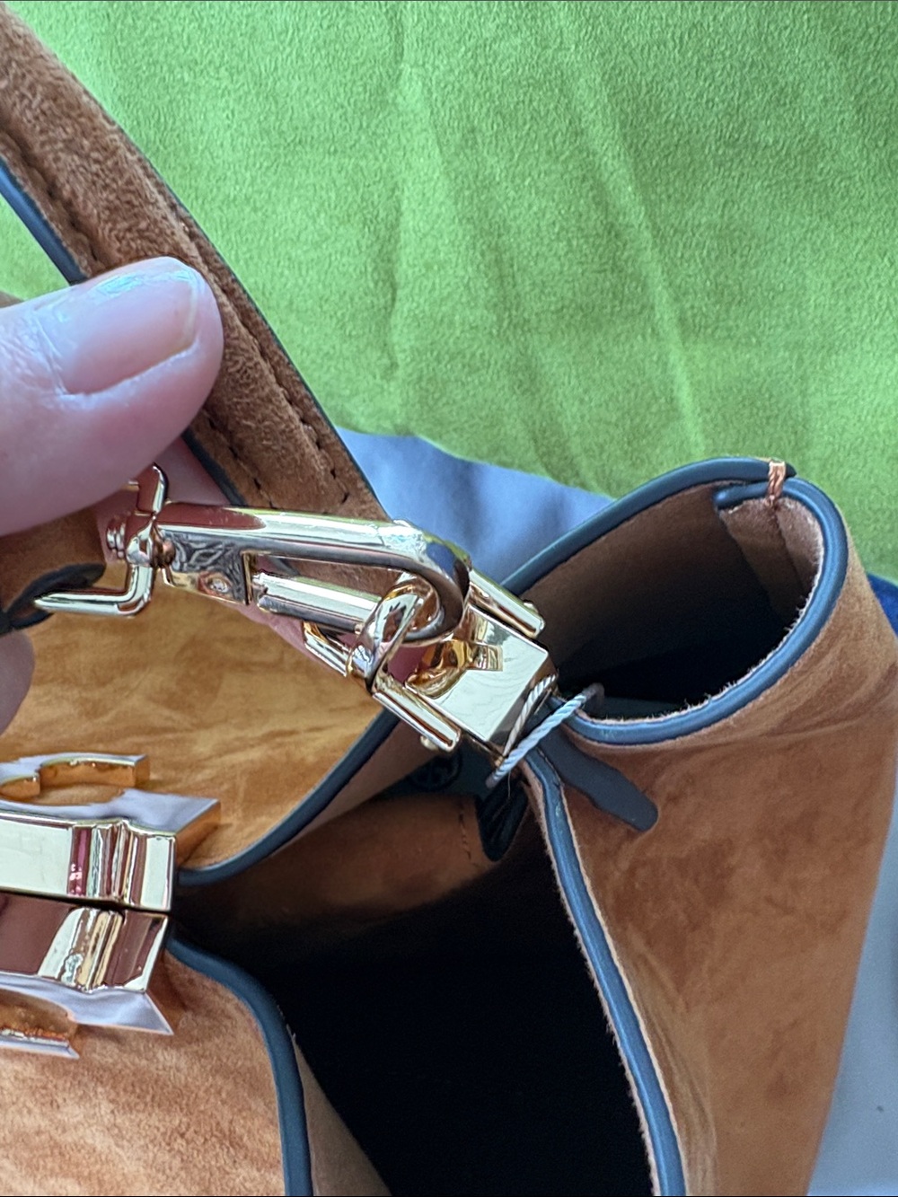 NWT Tory Burch Eleanor Soft Satchel Caramel Suede Top-Handle/Shoulder Bag - Picture 6 of 12
